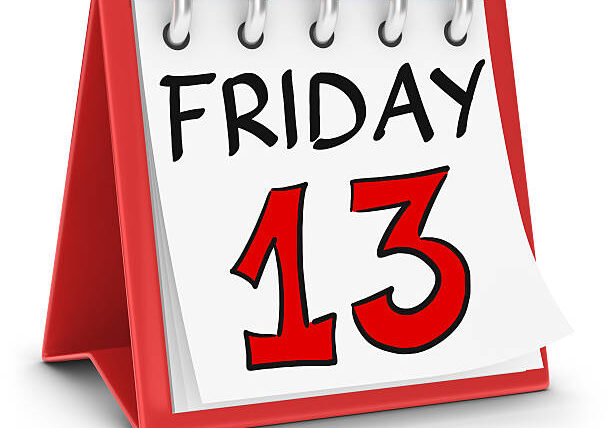 3d render.  Calendar Friday the 13th isolated on white background.